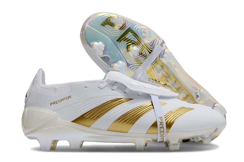 Adidas Predator Elite Fold - Over Tongue FG Day Spark - Blanc/ Doré/Blanc