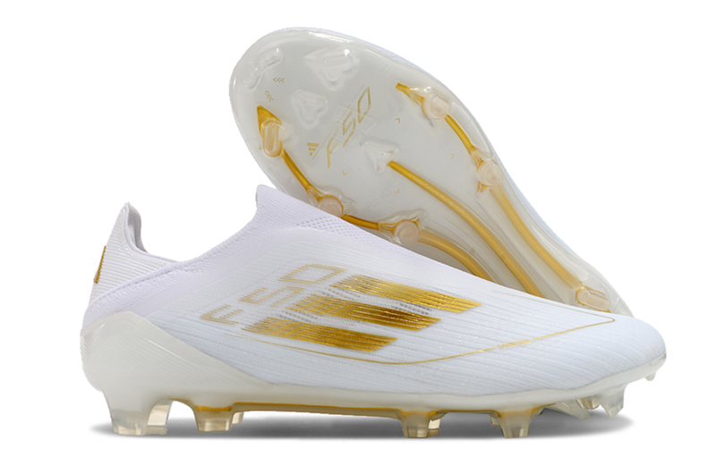 Adidas F50 Elite Laceless FG Day Spark- Blanc/Doré/Blanc