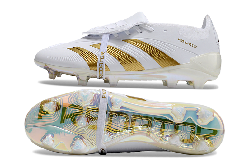 Adidas Predator Elite Fold - Over Tongue FG Day Spark - Blanc/ Doré/Blanc